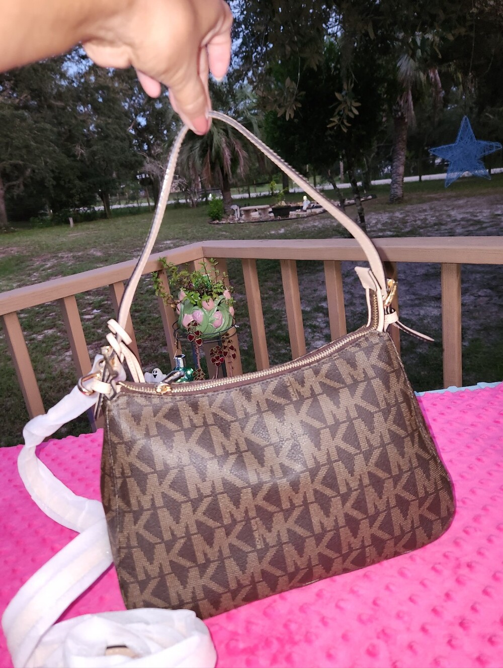 Michael Kors Brown MK Logo Crossbody with Gold Charm. NWOT - Picture 3 of 10